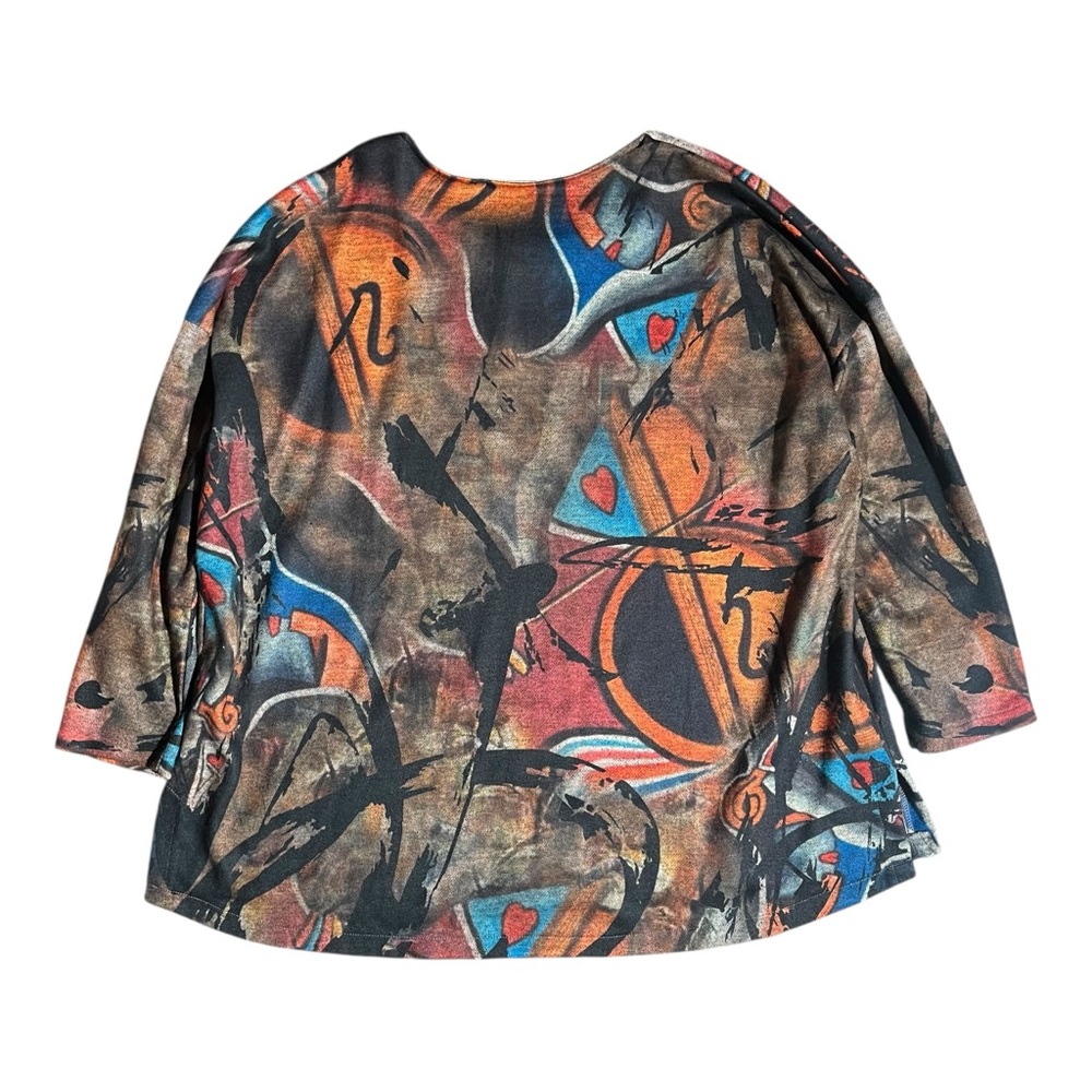 Darkwin Multicolor Abstract Art Pullover Top - image 2